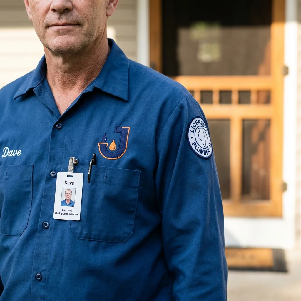 Licensed plumber showing ID badge in Harrisburg, SD